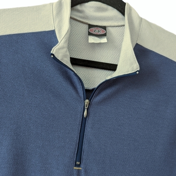Zoic Men's Blue and Gray V-Neck Zip Front Bike Shirt Size L - Picture 3 of 9